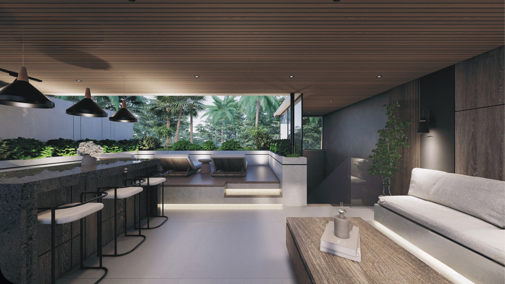 Eunoia Abasan residents' pavilion — shared pool, lounge and gardens